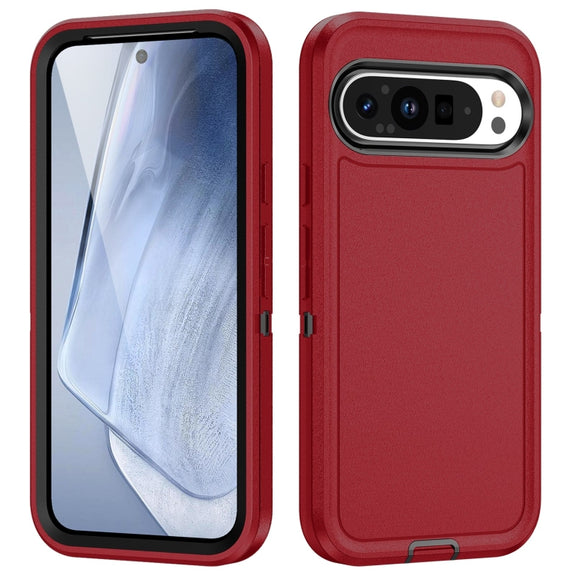 For Google Pixel 9 Life Water-resistant Rugged PC + Silicone Phone Case(Red + Black)