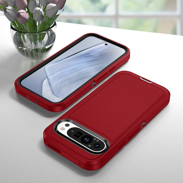 For Google Pixel 9 Life Water-resistant Rugged PC + Silicone Phone Case(Red + Black)