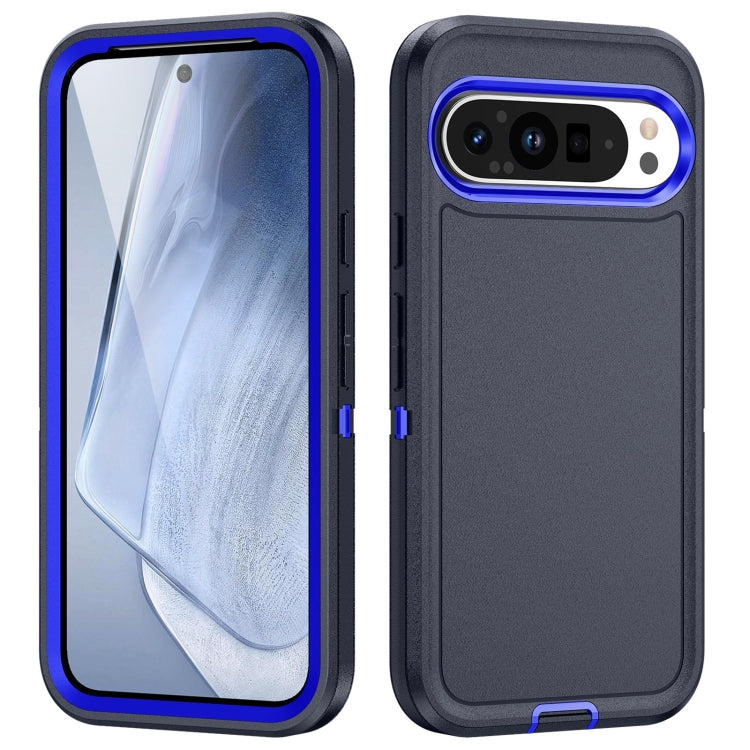 For Google Pixel 9 Life Water-resistant Rugged PC + Silicone Phone Case(Dark Blue + Royal Blue)