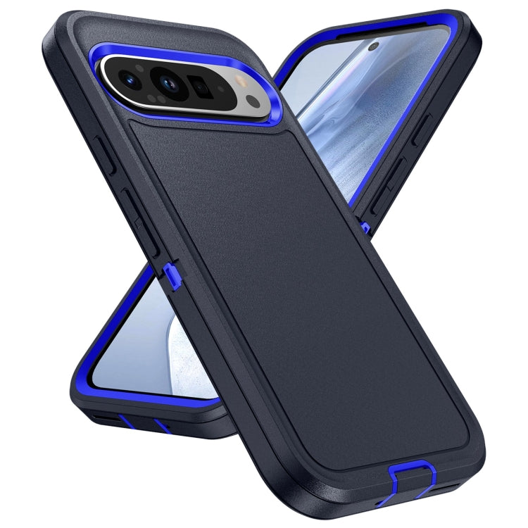 For Google Pixel 9 Life Water-resistant Rugged PC + Silicone Phone Case(Dark Blue + Royal Blue)