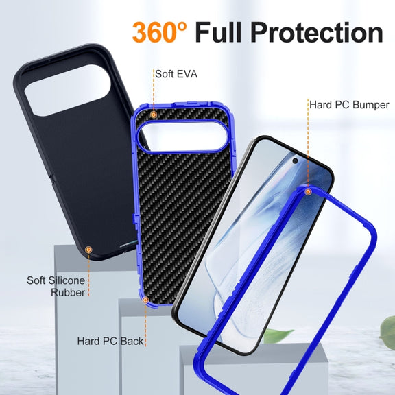 For Google Pixel 9 Life Water-resistant Rugged PC + Silicone Phone Case(Dark Blue + Royal Blue)