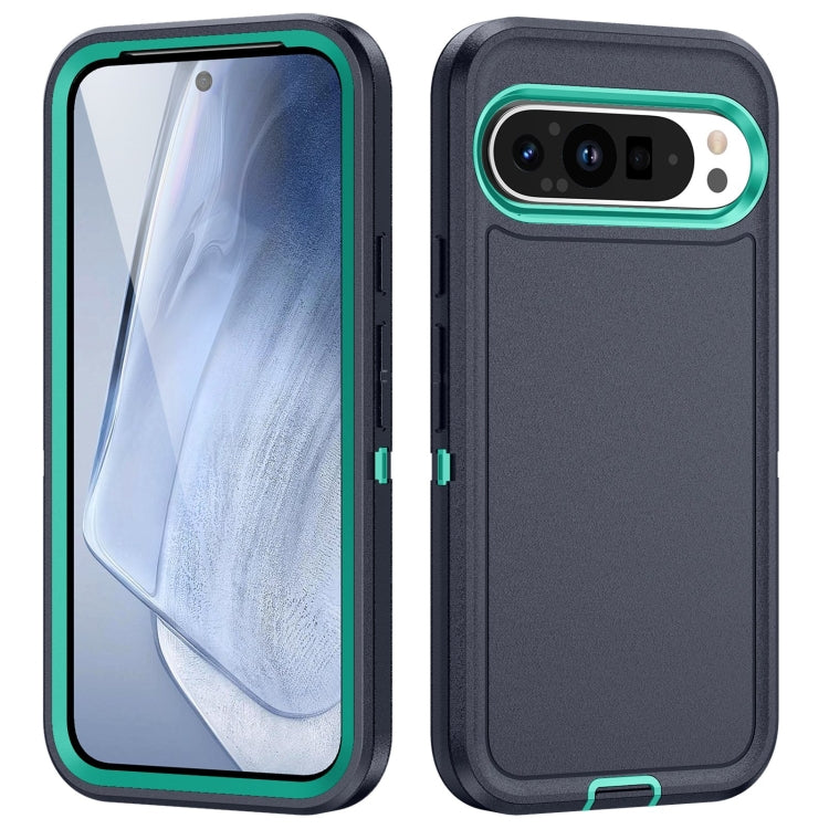 For Google Pixel 9 Life Water-resistant Rugged PC + Silicone Phone Case(Dark Blue + Light Blue)