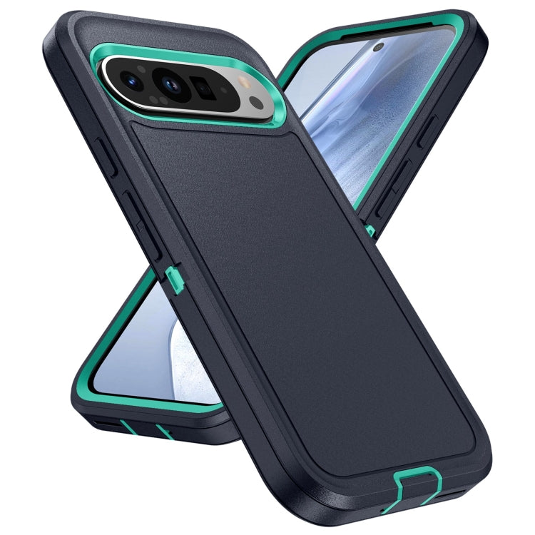 For Google Pixel 9 Life Water-resistant Rugged PC + Silicone Phone Case(Dark Blue + Light Blue)