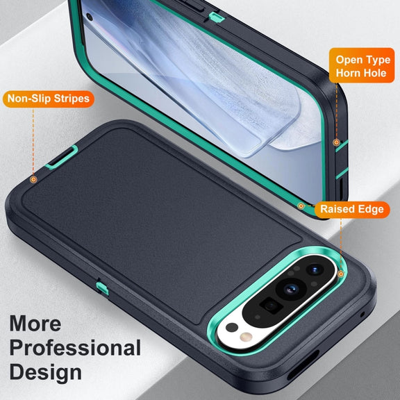 For Google Pixel 9 Life Water-resistant Rugged PC + Silicone Phone Case(Dark Blue + Light Blue)