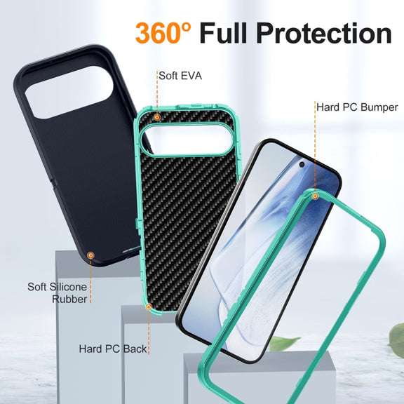 For Google Pixel 9 Life Water-resistant Rugged PC + Silicone Phone Case(Dark Blue + Light Blue)