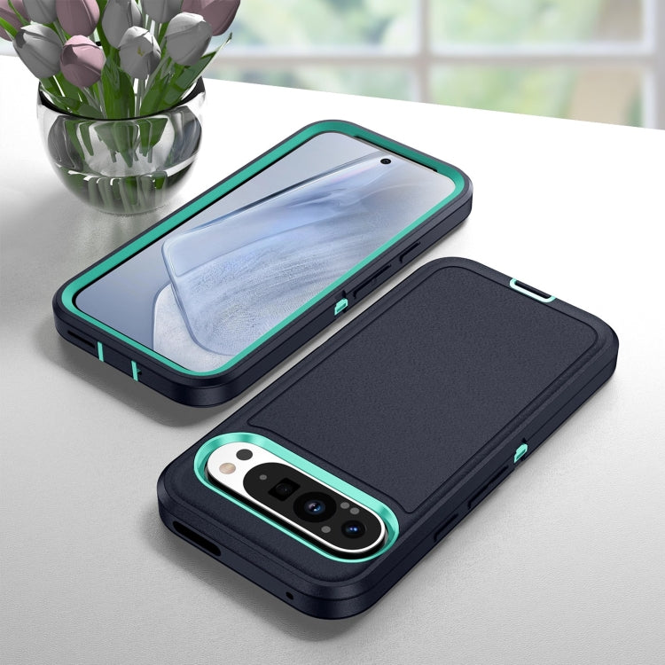 For Google Pixel 9 Life Water-resistant Rugged PC + Silicone Phone Case(Dark Blue + Light Blue)