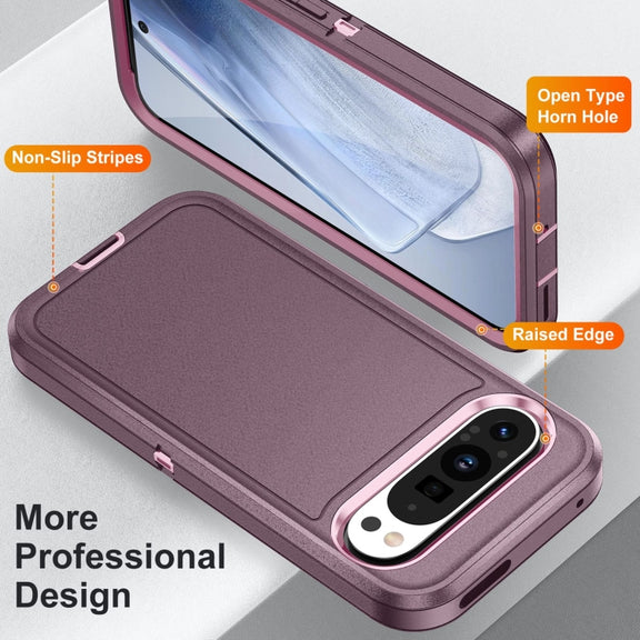 For Google Pixel 9 Life Water-resistant Rugged PC + Silicone Phone Case(Purple + Pink)