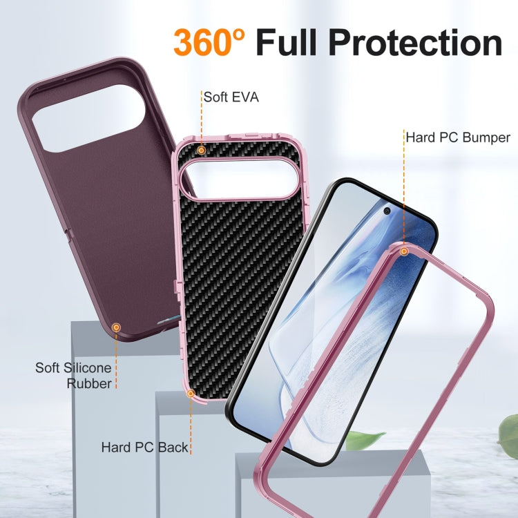 For Google Pixel 9 Life Water-resistant Rugged PC + Silicone Phone Case(Purple + Pink)