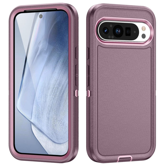 For Google Pixel 9 Life Water-resistant Rugged PC + Silicone Phone Case(Purple + Pink)