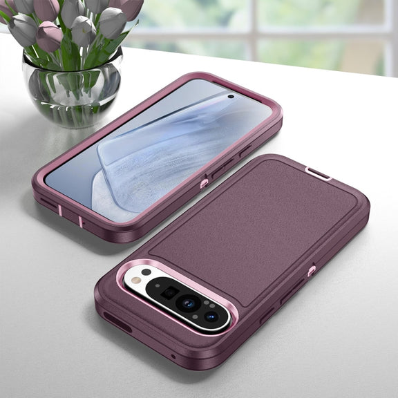 For Google Pixel 9 Life Water-resistant Rugged PC + Silicone Phone Case(Purple + Pink)