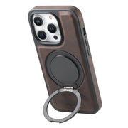 For iPhone 15 Pro Max Denior A14 Skin Feel Rotating Holder MagSafe Phone Case(Brown)