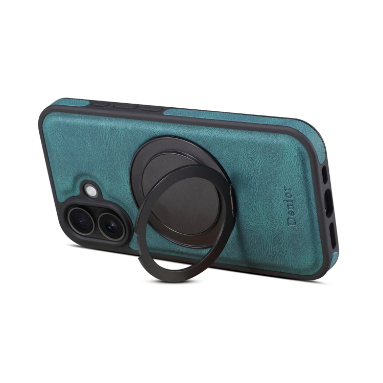 For iPhone 16 Denior A14 Skin Feel Rotating Holder MagSafe Phone Case(Blue)