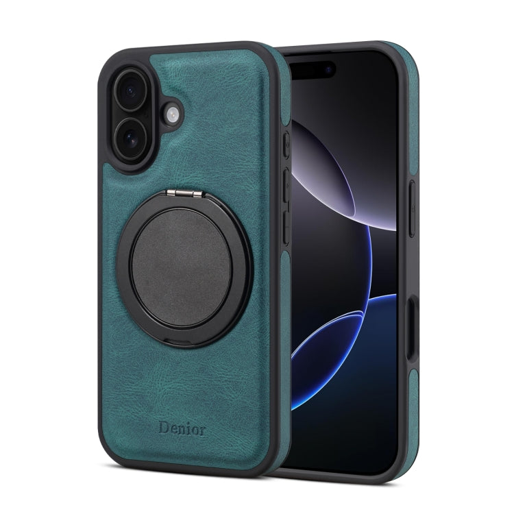 For iPhone 16 Denior A14 Skin Feel Rotating Holder MagSafe Phone Case(Blue)