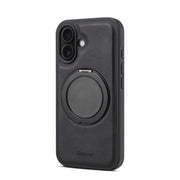 For iPhone 16 Denior A14 Skin Feel Rotating Holder MagSafe Phone Case(Black)