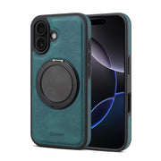 For iPhone 16 Plus Denior A14 Skin Feel Rotating Holder MagSafe Phone Case(Blue)