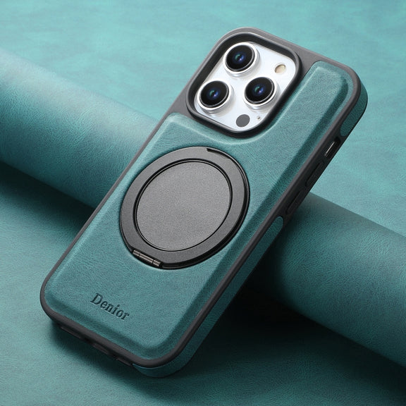 For iPhone 16 Pro Max Denior A14 Skin Feel Rotating Holder MagSafe Phone Case(Blue)