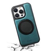 For iPhone 16 Pro Max Denior A14 Skin Feel Rotating Holder MagSafe Phone Case(Blue)