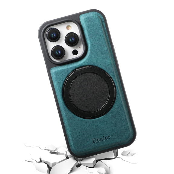 For iPhone 16 Pro Max Denior A14 Skin Feel Rotating Holder MagSafe Phone Case(Blue)