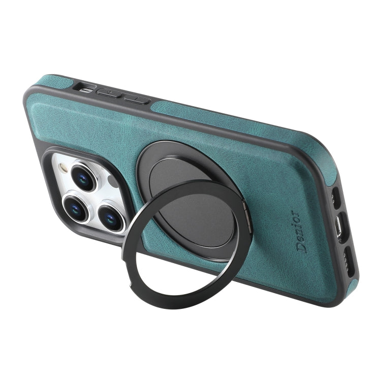 For iPhone 16 Pro Max Denior A14 Skin Feel Rotating Holder MagSafe Phone Case(Blue)