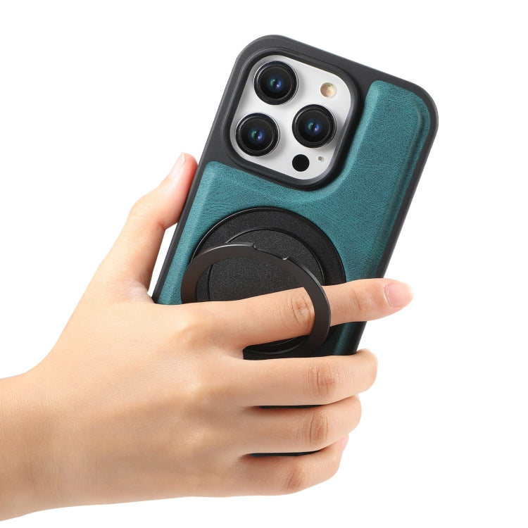 For iPhone 16 Pro Max Denior A14 Skin Feel Rotating Holder MagSafe Phone Case(Blue)
