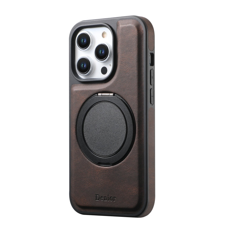 For iPhone 16 Pro Max Denior A14 Skin Feel Rotating Holder MagSafe Phone Case(Brown)