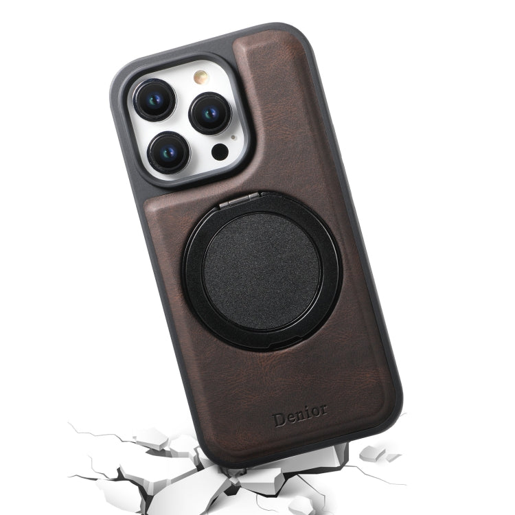 For iPhone 16 Pro Max Denior A14 Skin Feel Rotating Holder MagSafe Phone Case(Brown)