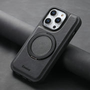 For iPhone 16 Pro Max Denior A14 Skin Feel Rotating Holder MagSafe Phone Case(Black)