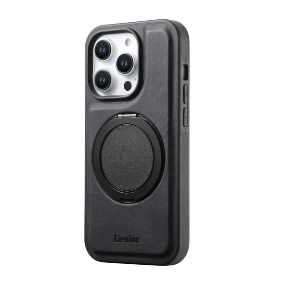 For iPhone 16 Pro Max Denior A14 Skin Feel Rotating Holder MagSafe Phone Case(Black)