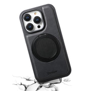 For iPhone 16 Pro Max Denior A14 Skin Feel Rotating Holder MagSafe Phone Case(Black)