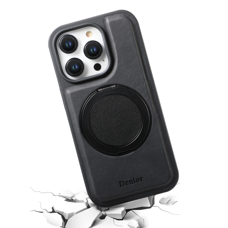 For iPhone 16 Pro Max Denior A14 Skin Feel Rotating Holder MagSafe Phone Case(Black)