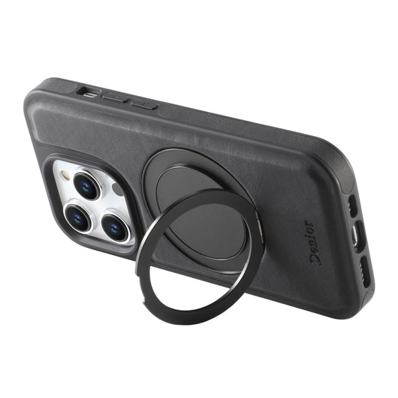 For iPhone 16 Pro Max Denior A14 Skin Feel Rotating Holder MagSafe Phone Case(Black)