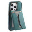 For iPhone 15 Pro Max Denior D18 Skin Feel Rotating Holder MagSafe Detachable Card Slot Phone Case(Blue) - iPhone 15 Pro Max Cases by Denior | Online Shopping South Africa | PMC TechLife | Buy Now Pay Later Mobicred