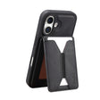 For iPhone 16 Denior D18 Skin Feel Rotating Holder MagSafe Detachable Card Slot Phone Case(Black) - free shipping - PMC TechLife - Order now!