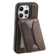 For iPhone 16 Pro Denior D18 Skin Feel Rotating Holder MagSafe Detachable Card Slot Phone Case(Brown) - iPhone 16 Pro Cases by Denior | Online Shopping South Africa | PMC TechLife | Buy Now Pay Later Mobicred