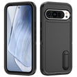 For Google Pixel 9 Pro Rugged PC + Silicone Phone Case with Holder(Black) - Google Cases by PMC TechLife | Online Shopping South Africa | PMC TechLife | Buy Now Pay Later Mobicred