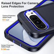 For Google Pixel 9 Pro Rugged PC + Silicone Phone Case with Holder(Dark Blue+Royal Blue)