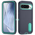 For Google Pixel 9 Pro Rugged PC + Silicone Phone Case with Holder(Dark Blue+Light Green) - Google Cases by PMC TechLife | Online Shopping South Africa | PMC TechLife | Buy Now Pay Later Mobicred