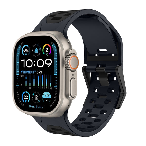For Apple Watch Ultra 2 49mm Meteorite Two-color Silicone Watch Band(Grey Black)