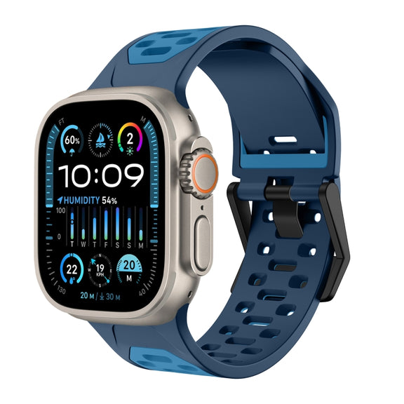 For Apple Watch Ultra 49mm Meteorite Two-color Silicone Watch Band(Navy Blue)