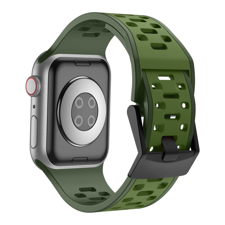For Apple Watch SE 44mm Meteorite Two-color Silicone Watch Band(Army Green)