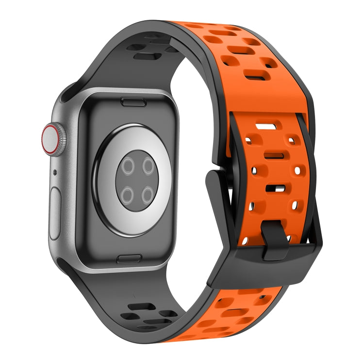 For Apple Watch SE 44mm Meteorite Two-color Silicone Watch Band(Black Orange)