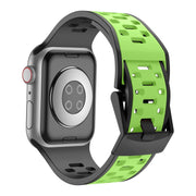 For Apple Watch SE 44mm Meteorite Two-color Silicone Watch Band(Black Green)