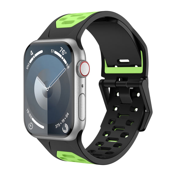 For Apple Watch SE 44mm Meteorite Two-color Silicone Watch Band(Black Green)