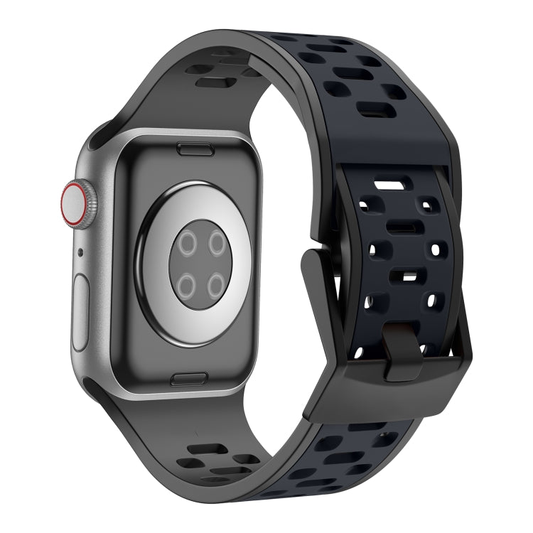 For Apple Watch SE 44mm Meteorite Two-color Silicone Watch Band(Black Grey)