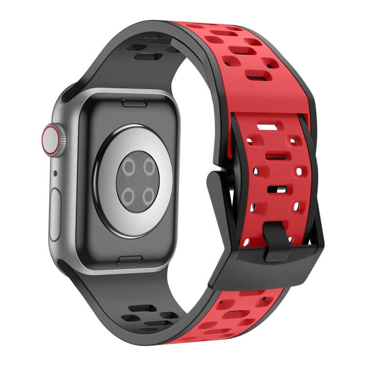 For Apple Watch SE 44mm Meteorite Two-color Silicone Watch Band(Black Red)