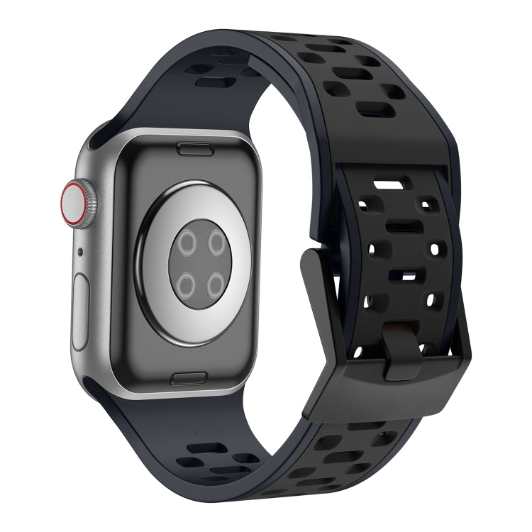 For Apple Watch SE 44mm Meteorite Two-color Silicone Watch Band(Grey Black)