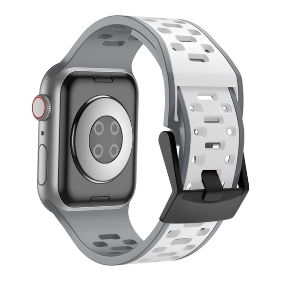 For Apple Watch SE 44mm Meteorite Two-color Silicone Watch Band(Grey White)