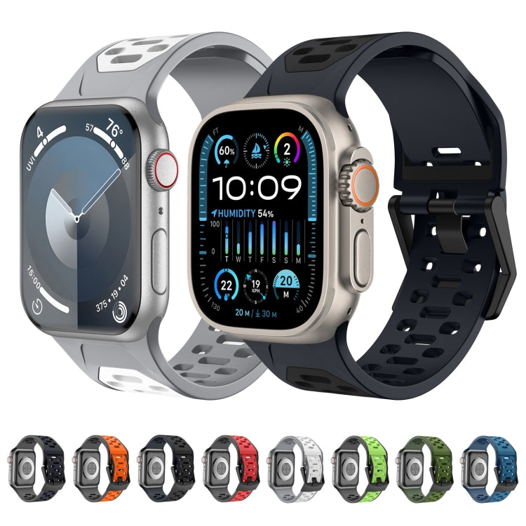 For Apple Watch Series 5 44mm Meteorite Two-color Silicone Watch Band(Black Green)