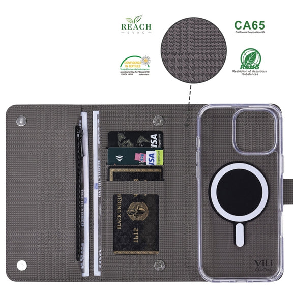 For Samsung Galaxy S24 5G ViLi GHB-C Series RFID MagSafe Magnetic Flip Leather Phone Case(Grey)