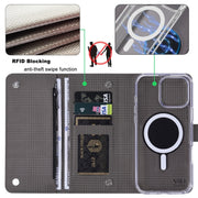 For Samsung Galaxy S24 5G ViLi GHB-C Series RFID MagSafe Magnetic Flip Leather Phone Case(Grey)
